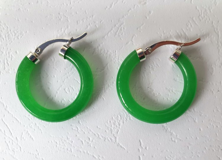 Серьги кольцо зеленое, 3 см