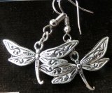 Серьги Стрекоза, черненый металл, 4 см